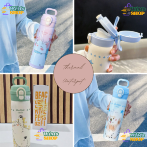 dual cap premium & cute thermal water bottle
